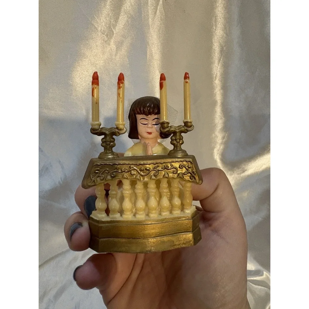 First Communion Cake Topper Girl Figure Candles Gift Confirmation VINTAGE